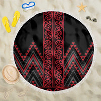 Red Aotearoa Mangopare Kowhaiwhai and Niho Taniwha Beach Blanket Maori New Zealand LT14 One Size 150cm Red - Polynesian Pride