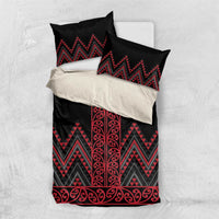 Red Aotearoa Mangopare Kowhaiwhai and Niho Taniwha Bedding Set Maori New Zealand LT14 US Twin 172cm x 218cm Red - Polynesian Pride