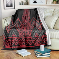 Red Aotearoa Mangopare Kowhaiwhai and Niho Taniwha Blanket Maori New Zealand LT14 Red - Polynesian Pride