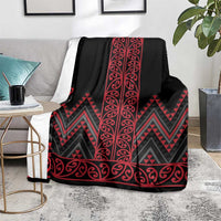 Red Aotearoa Mangopare Kowhaiwhai and Niho Taniwha Blanket Maori New Zealand LT14 - Polynesian Pride