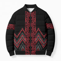 Red Aotearoa Mangopare Kowhaiwhai Niho Taniwha Bomber Puffer Jacket Maori New Zealand LT14 Unisex Red - Polynesian Pride