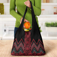 Red Aotearoa Mangopare Kowhaiwhai and Niho Taniwha Grocery Bag Maori New Zealand LT14 - Polynesian Pride