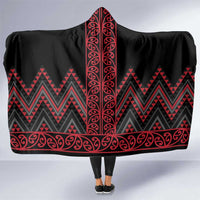 Red Aotearoa Mangopare Kowhaiwhai and Niho Taniwha Hooded Blanket Maori New Zealand LT14 One Size Red - Polynesian Pride