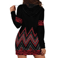 Red Aotearoa Mangopare Kowhaiwhai and Niho Taniwha Hoodie Dress Maori New Zealand LT14 - Polynesian Pride