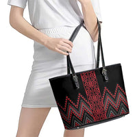 Red Aotearoa Mangopare Kowhaiwhai and Niho Taniwha Leather Tote Bag Maori New Zealand LT14 - Polynesian Pride