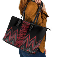 Red Aotearoa Mangopare Kowhaiwhai and Niho Taniwha Leather Tote Bag Maori New Zealand LT14 - Polynesian Pride