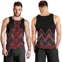 Red Aotearoa Mangopare Kowhaiwhai and Niho Taniwha Men Tank Top Maori New Zealand LT14 - Polynesian Pride
