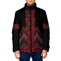 Red Aotearoa Mangopare Kowhaiwhai Niho Taniwha Padded Jacket Maori New Zealand LT14 Men Red - Polynesian Pride