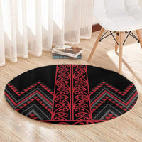 Red Aotearoa Mangopare Kowhaiwhai and Niho Taniwha Round Carpet Maori New Zealand LT14 - Polynesian Pride