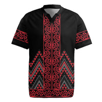Red Aotearoa Mangopare Kowhaiwhai and Niho Taniwha Rugby Jersey Maori New Zealand LT14 Red - Polynesian Pride