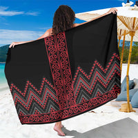 Red Aotearoa Mangopare Kowhaiwhai and Niho Taniwha Sarong Maori New Zealand LT14 One Size 44 x 66 inches Red - Polynesian Pride