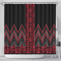 Red Aotearoa Mangopare Kowhaiwhai and Niho Taniwha Shower Curtain Maori New Zealand LT14 - Polynesian Pride