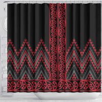 Red Aotearoa Mangopare Kowhaiwhai and Niho Taniwha Shower Curtain Maori New Zealand LT14 - Polynesian Pride