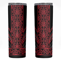 Red Aotearoa Mangopare Kowhaiwhai and Niho Taniwha Skinny Tumbler Maori New Zealand LT14 Red - Polynesian Pride