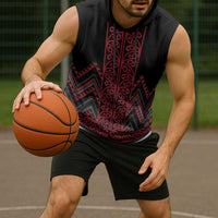 Red Aotearoa Mangopare Kowhaiwhai Niho Taniwha Sleeveless Hoodie Maori New Zealand LT14 - Polynesian Pride