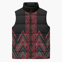 Red Aotearoa Mangopare Kowhaiwhai Niho Taniwha Sleeveless Puffer Jacket Maori New Zealand LT14 Unisex Red - Polynesian Pride