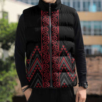 Red Aotearoa Mangopare Kowhaiwhai Niho Taniwha Sleeveless Puffer Jacket Maori New Zealand LT14 - Polynesian Pride