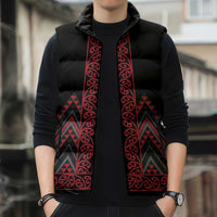 Red Aotearoa Mangopare Kowhaiwhai Niho Taniwha Sleeveless Puffer Jacket Maori New Zealand LT14 - Polynesian Pride