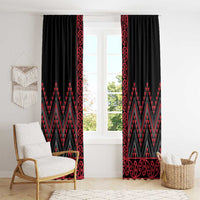 Red Aotearoa Mangopare Kowhaiwhai and Niho Taniwha Window Curtain Maori New Zealand LT14 - Polynesian Pride