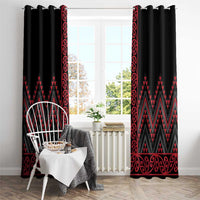 Red Aotearoa Mangopare Kowhaiwhai and Niho Taniwha Window Curtain Maori New Zealand LT14 - Polynesian Pride