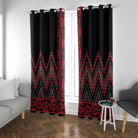 Red Aotearoa Mangopare Kowhaiwhai and Niho Taniwha Window Curtain Maori New Zealand LT14 With Grommets Red - Polynesian Pride