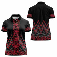 Red Aotearoa Mangopare Kowhaiwhai and Niho Taniwha Women Polo Shirt Maori New Zealand LT14 - Polynesian Pride