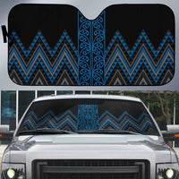 Blue Aotearoa Mangopare Kowhaiwhai Niho Taniwha Auto Sun Shade Maori New Zealand LT14 Blue - Polynesian Pride