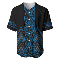 Blue Aotearoa Mangopare Kowhaiwhai and Niho Taniwha Baseball Jersey Maori New Zealand LT14 Blue - Polynesian Pride
