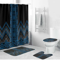 Blue Aotearoa Mangopare Kowhaiwhai Niho Taniwha Bathroom Set Maori New Zealand LT14 Bathroom Set (4 pcs) Blue - Polynesian Pride