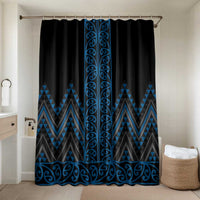 Blue Aotearoa Mangopare Kowhaiwhai Niho Taniwha Bathroom Set Maori New Zealand LT14 Shower Curtain Only Blue - Polynesian Pride