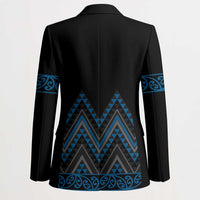 Blue Aotearoa Mangopare Kowhaiwhai Niho Taniwha Blazer Maori New Zealand LT14 - Polynesian Pride
