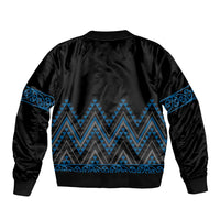 Blue Aotearoa Mangopare Kowhaiwhai and Niho Taniwha Bomber Jacket Maori New Zealand LT14 - Polynesian Pride