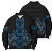 Blue Aotearoa Mangopare Kowhaiwhai Niho Taniwha Bomber Puffer Jacket Maori New Zealand LT14 - Polynesian Pride