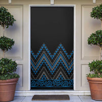 Blue Aotearoa Mangopare Kowhaiwhai Niho Taniwha Door Cover Maori New Zealand LT14 Blue - Polynesian Pride
