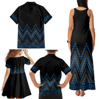 Blue Aotearoa Mangopare Kowhaiwhai and Niho Taniwha Family Matching Tank Maxi Dress and Hawaiian Shirt Maori New Zealand LT14 - Polynesian Pride