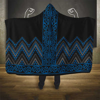 Blue Aotearoa Mangopare Kowhaiwhai and Niho Taniwha Hooded Blanket Maori New Zealand LT14 - Polynesian Pride