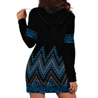 Blue Aotearoa Mangopare Kowhaiwhai and Niho Taniwha Hoodie Dress Maori New Zealand LT14 - Polynesian Pride