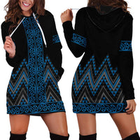Blue Aotearoa Mangopare Kowhaiwhai and Niho Taniwha Hoodie Dress Maori New Zealand LT14 - Polynesian Pride
