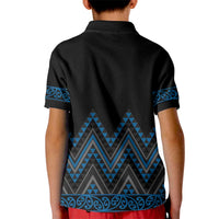 Blue Aotearoa Mangopare Kowhaiwhai and Niho Taniwha Kid Polo Shirt Maori New Zealand LT14 - Polynesian Pride
