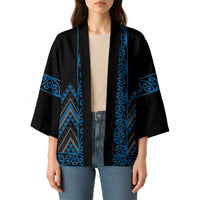 Blue Aotearoa Mangopare Kowhaiwhai Niho Taniwha Kimono Maori New Zealand LT14 - Polynesian Pride