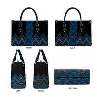 Blue Aotearoa Mangopare Kowhaiwhai Niho Taniwha Leather Bag Maori New Zealand LT14 - Polynesian Pride