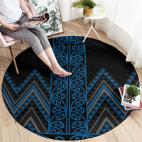 Blue Aotearoa Mangopare Kowhaiwhai and Niho Taniwha Round Carpet Maori New Zealand LT14 - Polynesian Pride