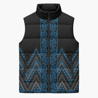 Blue Aotearoa Mangopare Kowhaiwhai Niho Taniwha Sleeveless Puffer Jacket Maori New Zealand LT14 Unisex Blue - Polynesian Pride