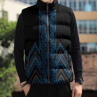 Blue Aotearoa Mangopare Kowhaiwhai Niho Taniwha Sleeveless Puffer Jacket Maori New Zealand LT14 - Polynesian Pride