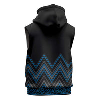 Blue Aotearoa Mangopare Kowhaiwhai Niho Taniwha Sleeveless Zip Hoodie Maori New Zealand LT14 - Polynesian Pride