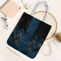 Blue Aotearoa Mangopare Kowhaiwhai Niho Taniwha Tote Bag Maori New Zealand LT14 White Strap One Size Blue - Polynesian Pride