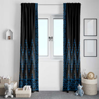 Blue Aotearoa Mangopare Kowhaiwhai and Niho Taniwha Window Curtain Maori New Zealand LT14 - Polynesian Pride