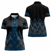 Blue Aotearoa Mangopare Kowhaiwhai and Niho Taniwha Women Polo Shirt Maori New Zealand LT14 - Polynesian Pride