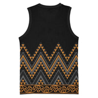 Gold Aotearoa Mangopare Kowhaiwhai Niho Taniwha Basketball Jersey Maori New Zealand LT14 - Polynesian Pride