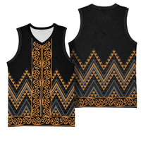 Gold Aotearoa Mangopare Kowhaiwhai Niho Taniwha Basketball Jersey Maori New Zealand LT14 - Polynesian Pride